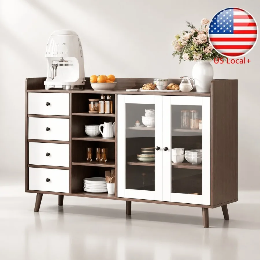 Storage & Organization - خزانة جانبية بباب زجاجي مقاس 55