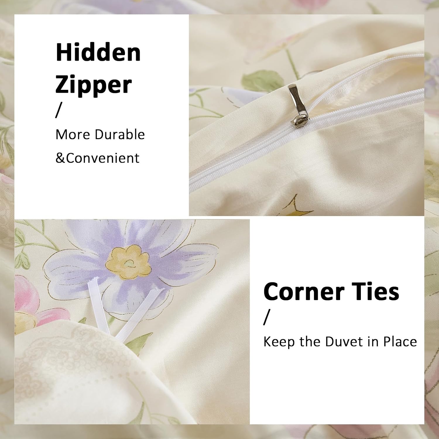 غطاء لحاف بنقشة زهور، مقاس كوي - مراجعة Aesthetic Floral Duvet Cover وسعره