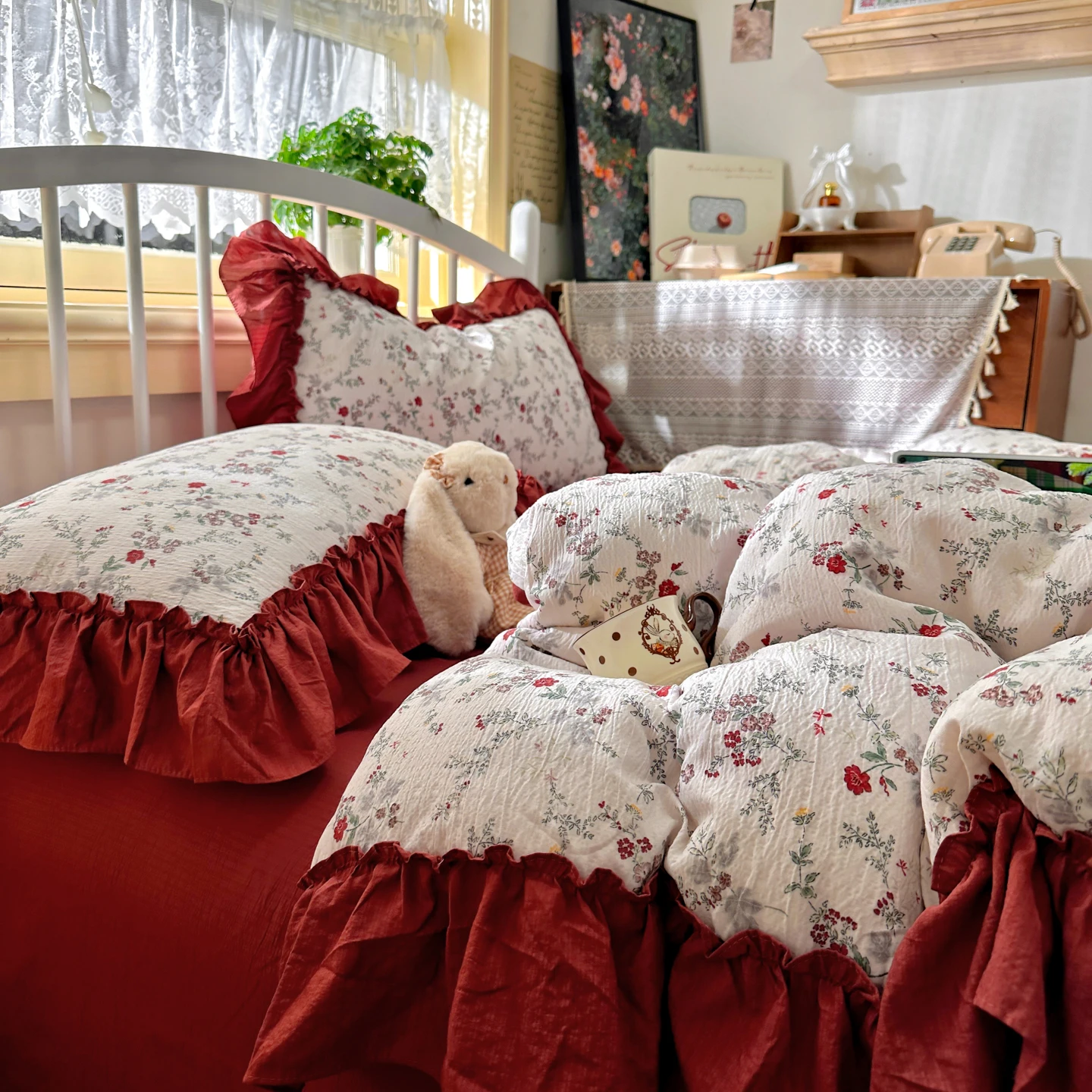 طقم مفروشات سرير بتصميم فرنسي  - مراجعة Aesthetic Floral Duvet Cover وسعره