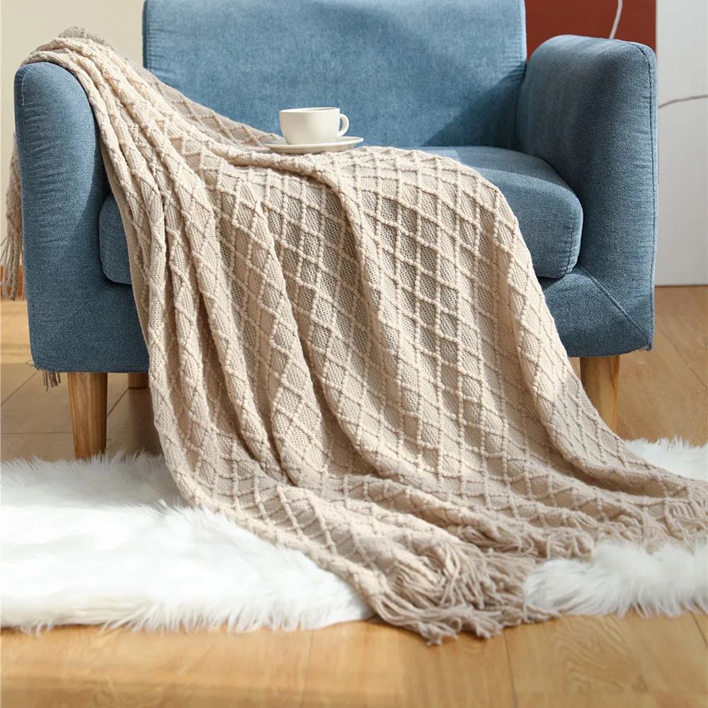 بطانية منسوجة بنقشة الماس من ت - مراجعة Boho Throw Blanket Fringe وسعره