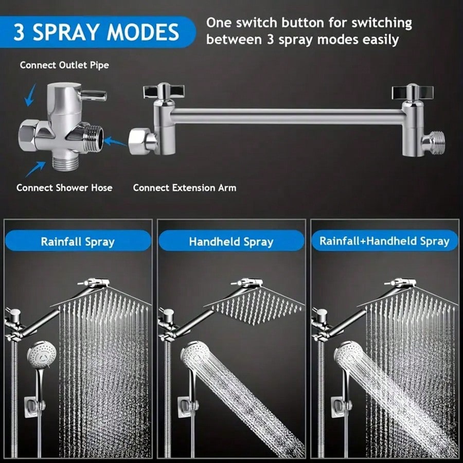 رأس دش مطري عالي الضغط مع رأس  - مراجعة High Pressure Shower Head Handheld وسعره